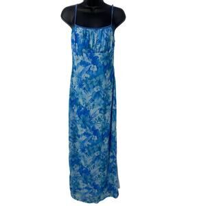Y2K maxi dress size medium blue stretchy tank mesh friends side travel vacay